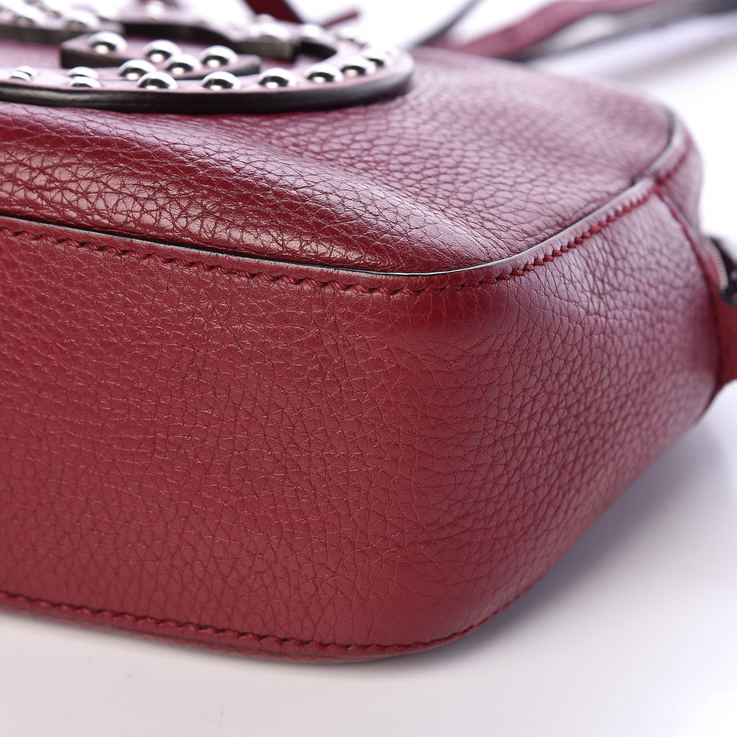 Gucci Pebbled Calfskin Studded Small Soho Disco Bag Soft Burgundy 6 of 14