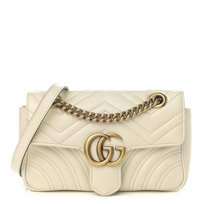 Gucci Calfskin Matelasse Mini GG Marmont Shoulder Bag White 1 of 11