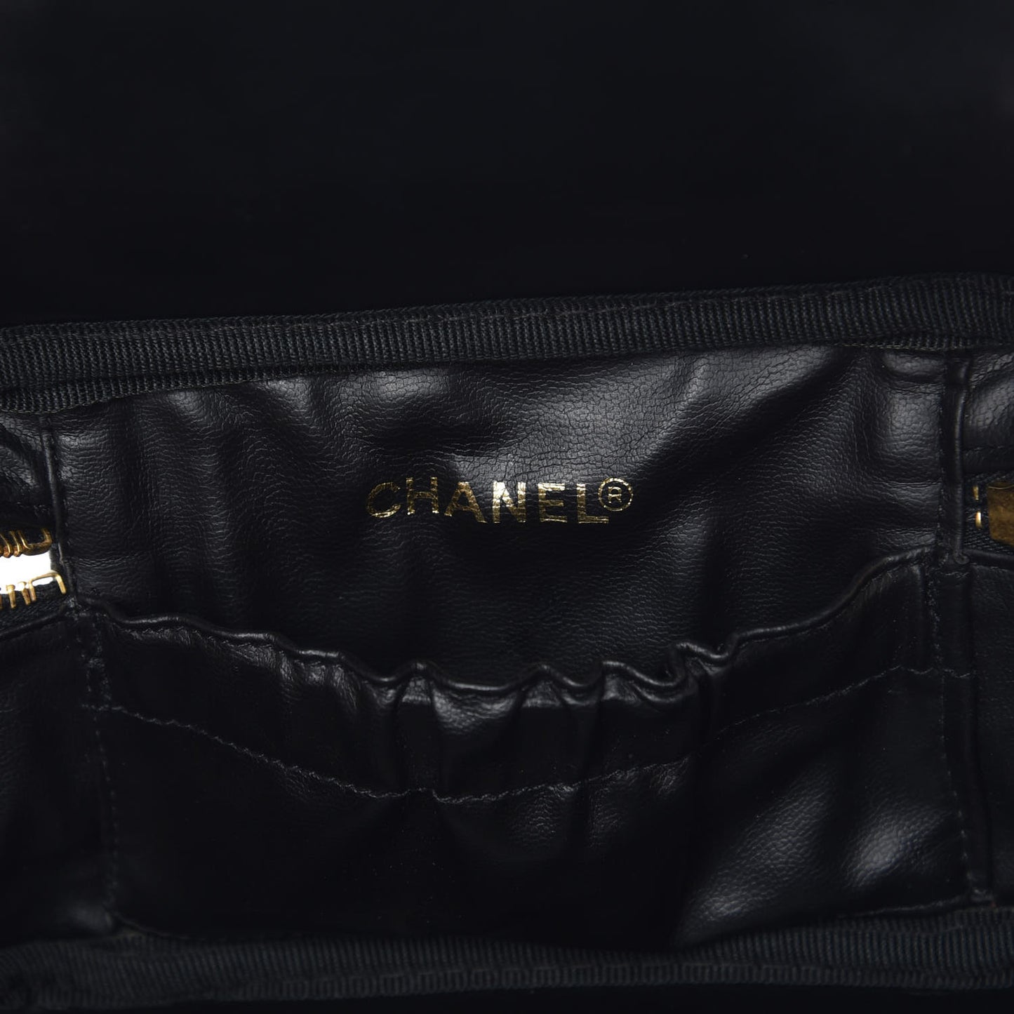 Lambskin Vanity Cosmetic Case Black