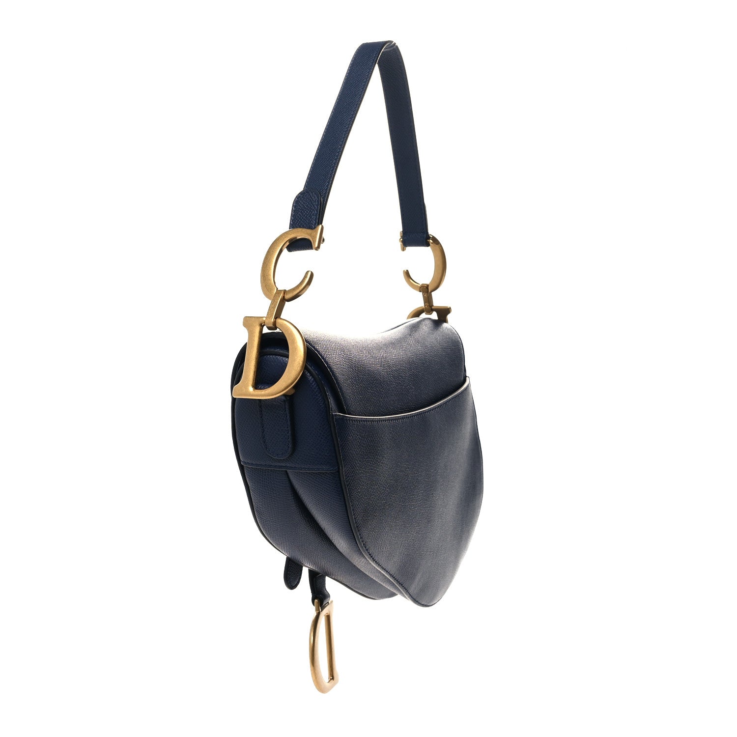 Christian Dior Grained Calfskin Saddle Bag Navy 2 of 9