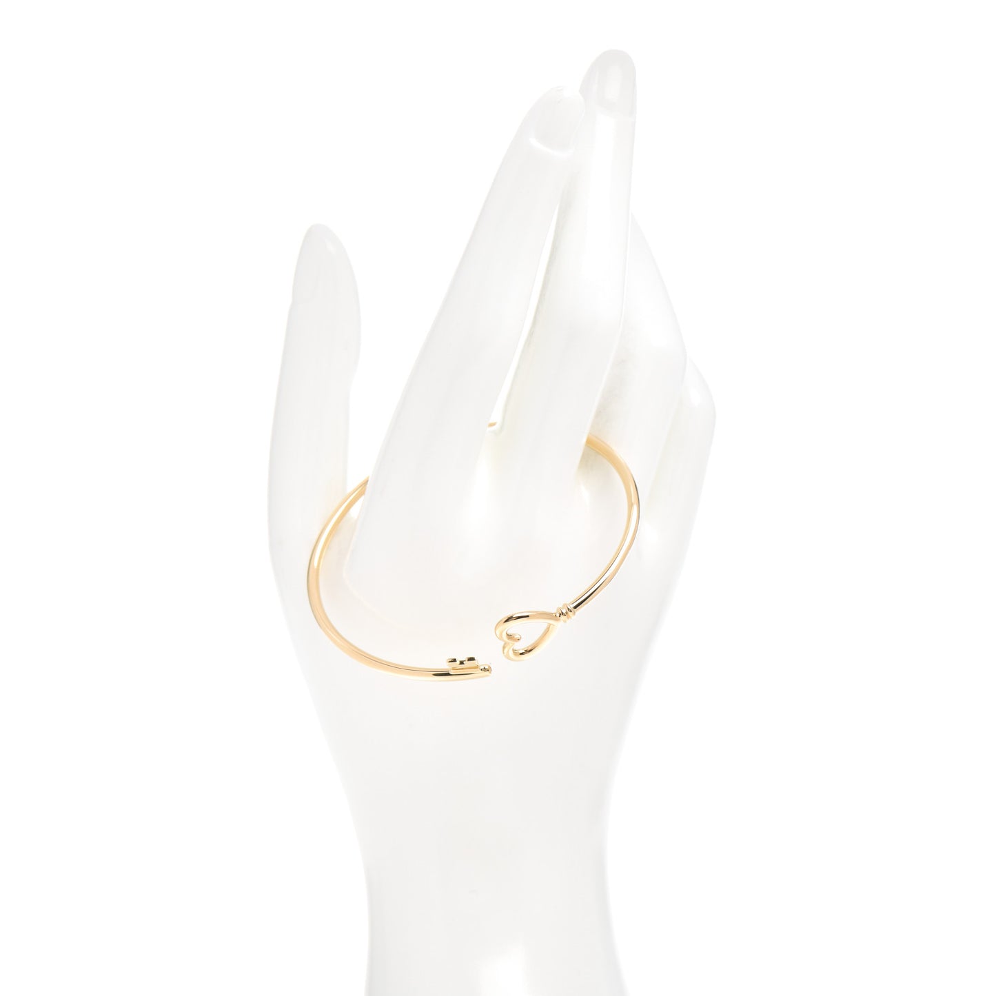 18K Yellow Gold Wire Heart Key Bracelet