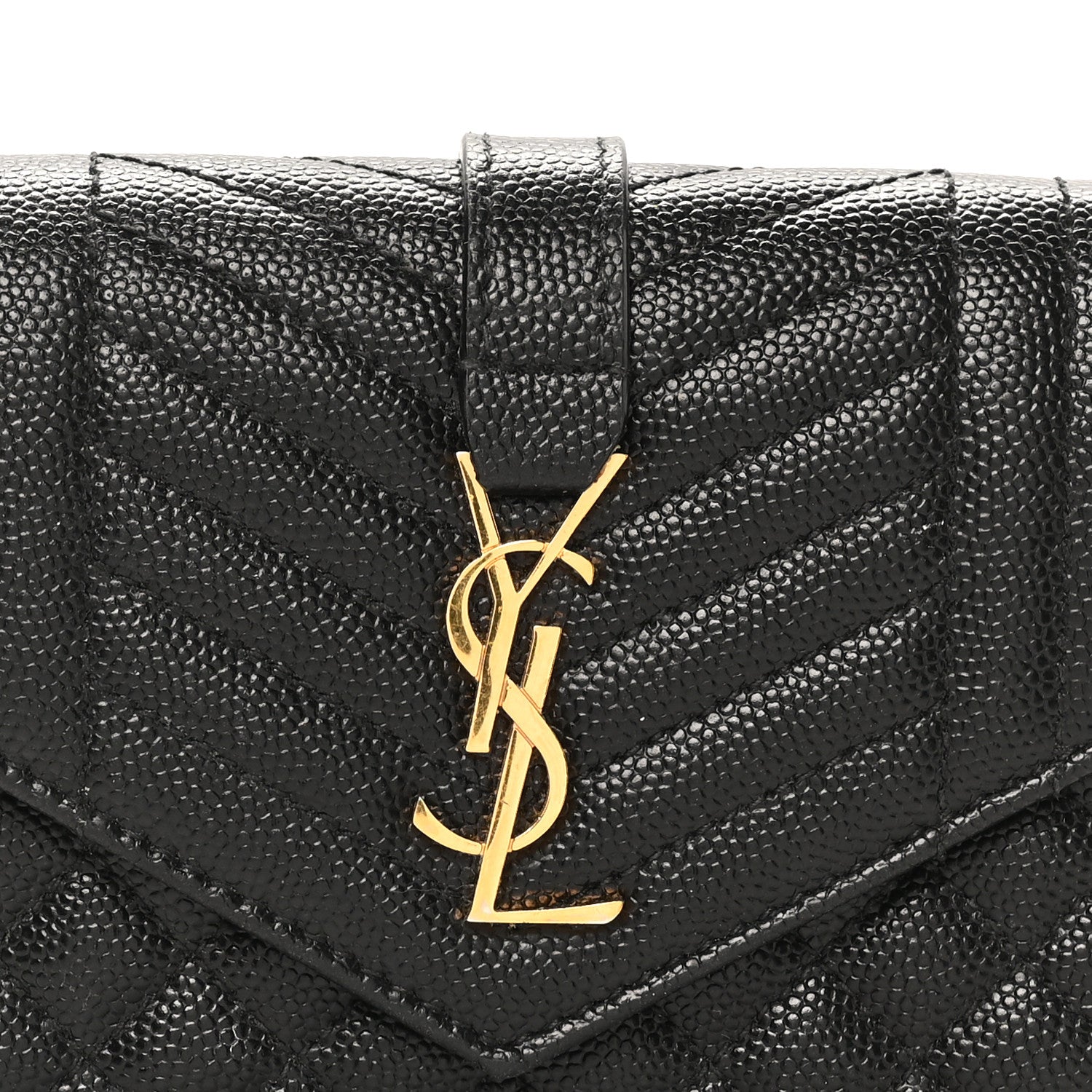 Saint Laurent Grain De Poudre Textured Mixed Matelasse Triquilt Small Monogram Envelope Wallet Black 7 of 8
