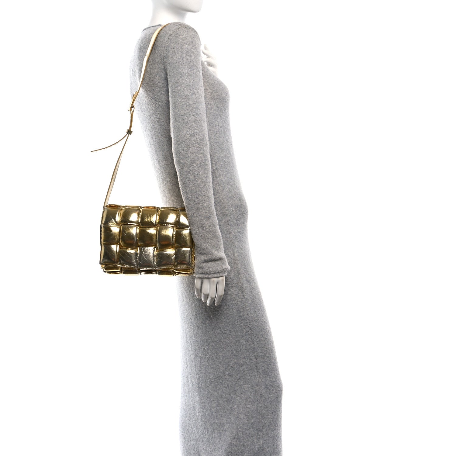 Bottega Veneta Mirror Lambskin Maxi Intreccio Padded Cassette