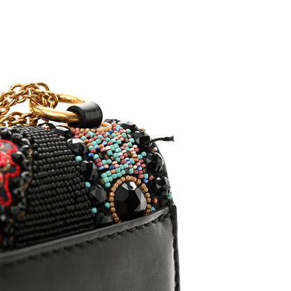 Valentino Garavani Vitello Beaded Medium Glam Lock Rockstud Flap Black 13 of 14