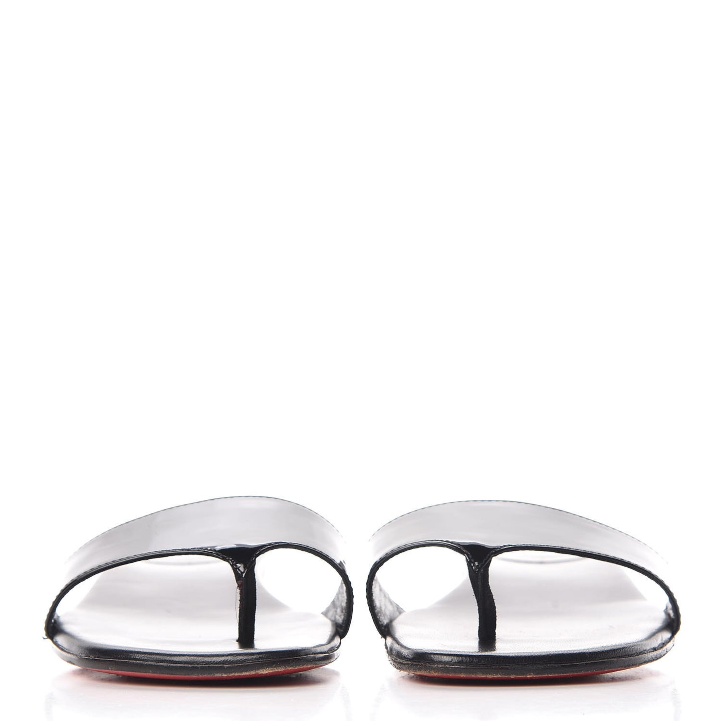 Patent Flat Slide Sandals 37 Black