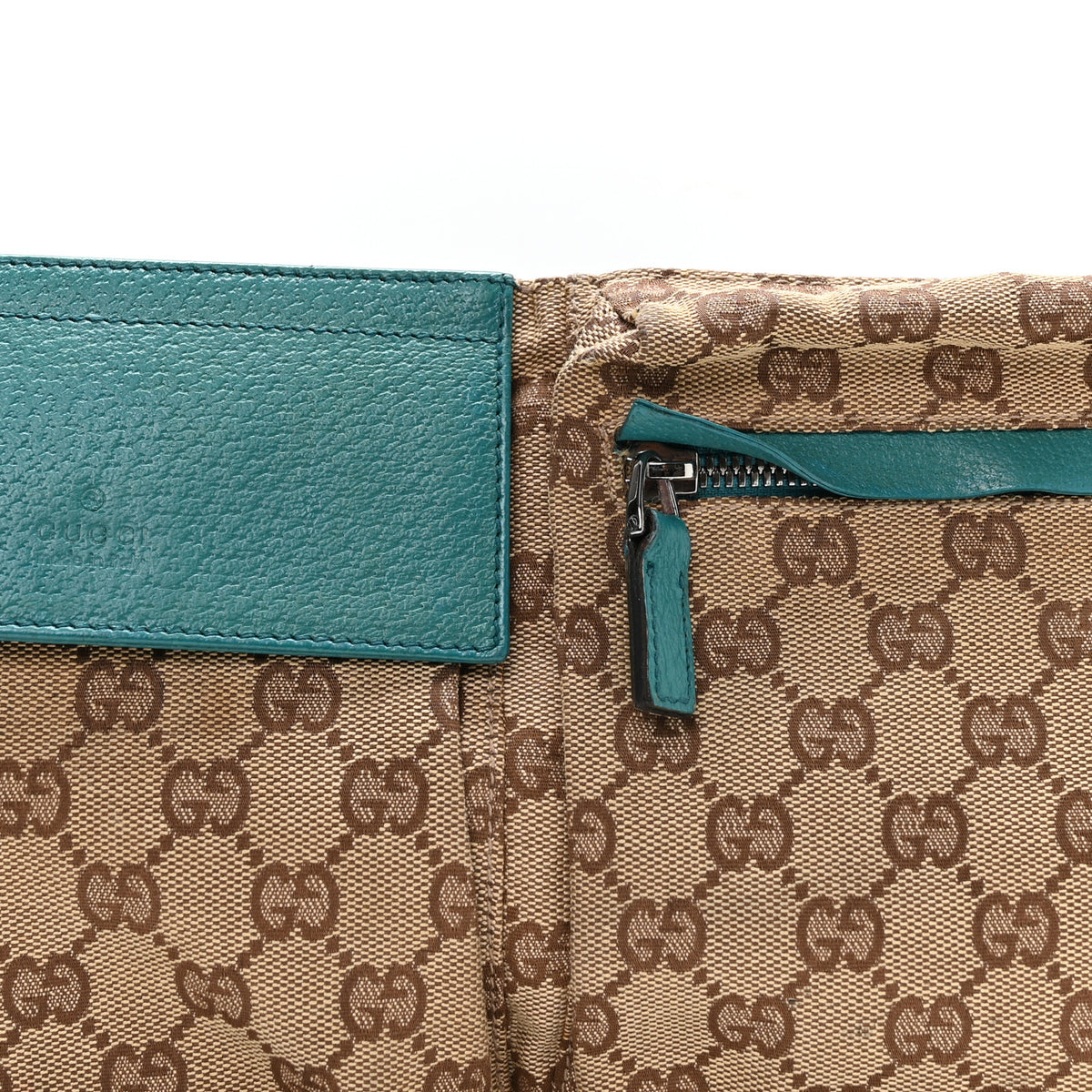 GG Monogram Web Double Pocket Belt Bag Turquoise