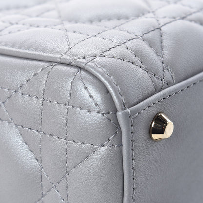 Christian Dior Metallic Lambskin Cannage Mini Lady Dior Grey 14 of 19