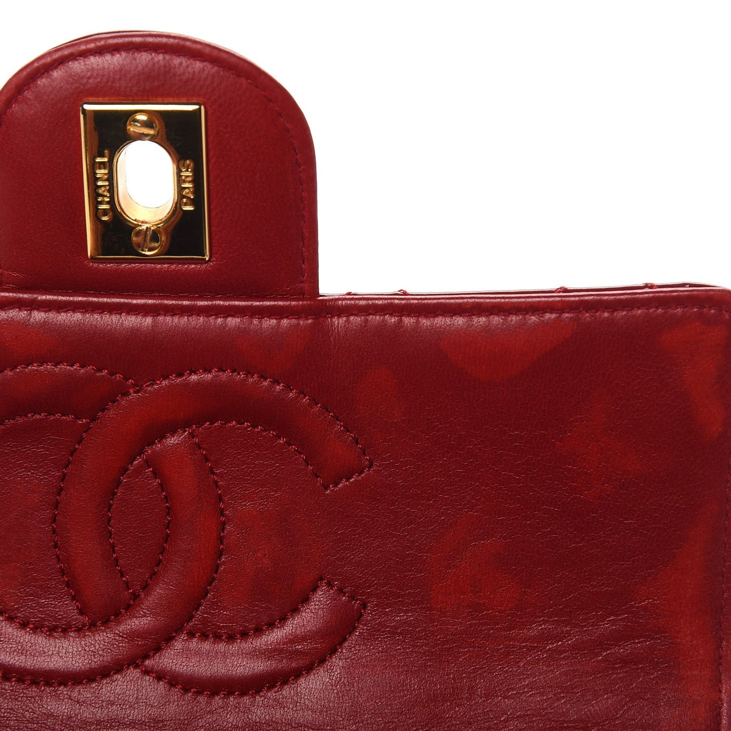Patent Quilted Mini Square Flap Red