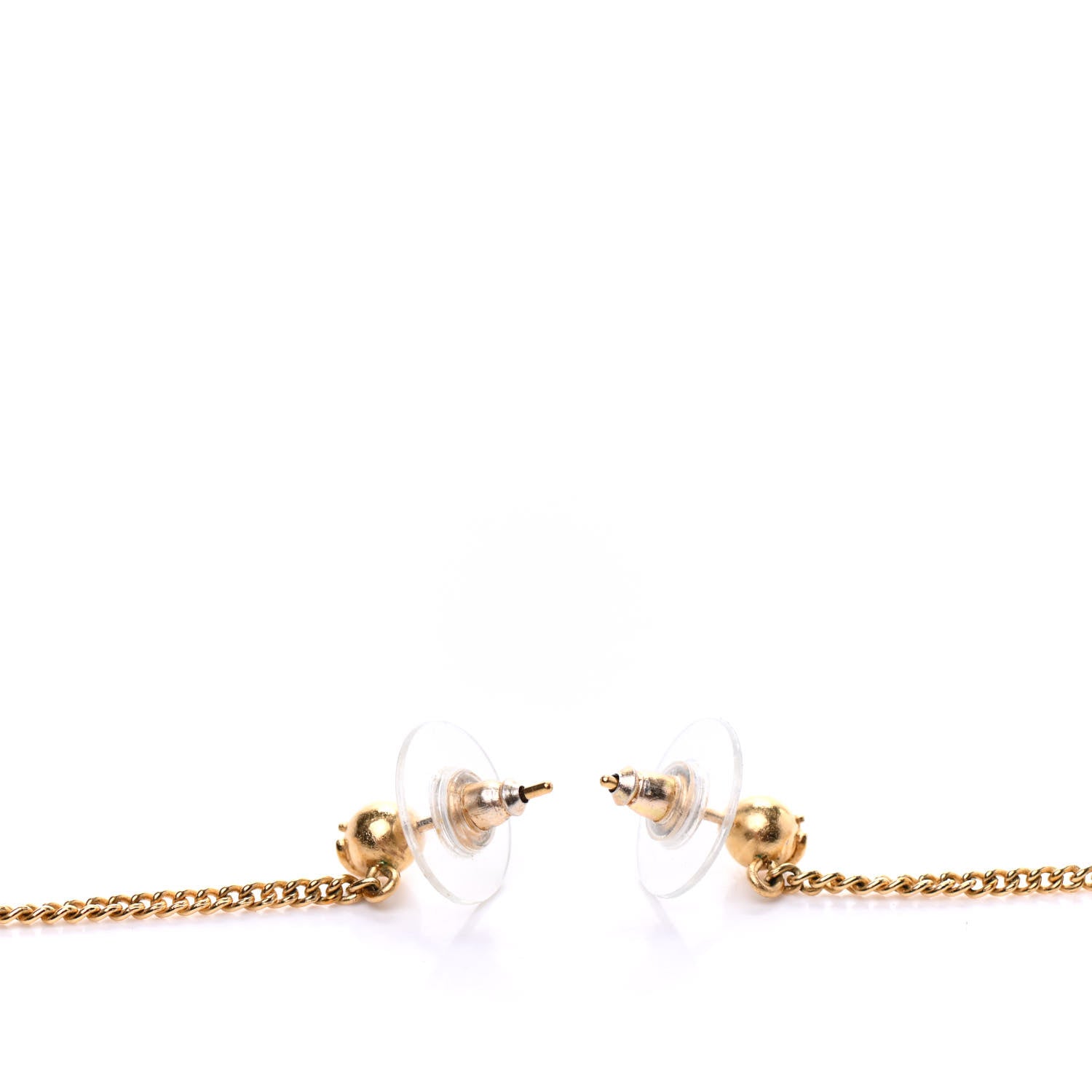 Chanel CC Drop Earrings Matte Gold 3 of 5