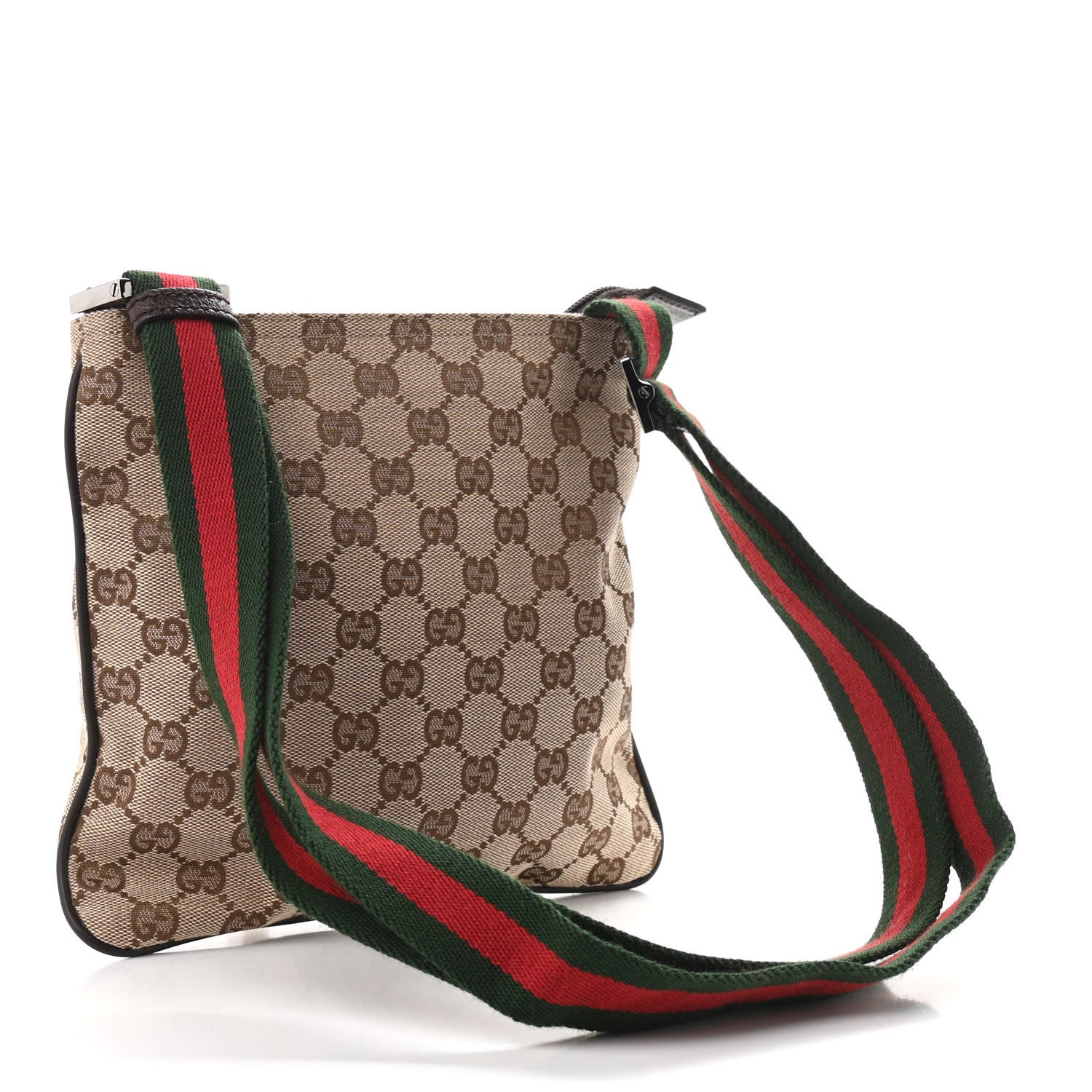 Gucci Monogram Web Small Flat Messenger Bag Brown 2 of 10