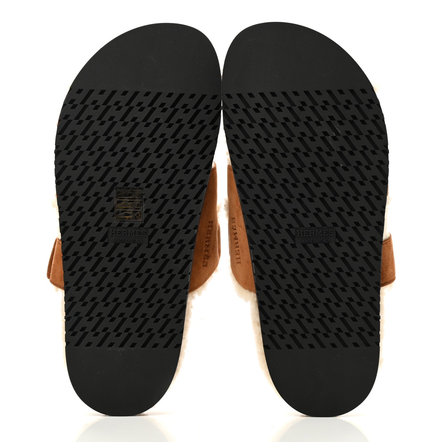 Hermes Suede Goatskin Woolskin Womens Chypre Sandals 39 Brun Fume Ecru 5 of 8