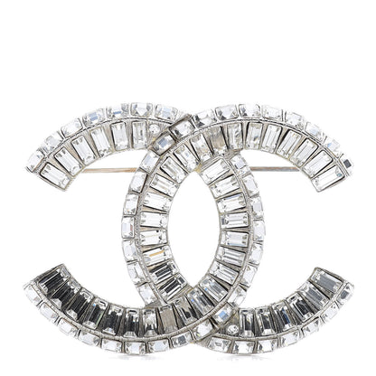 Chanel Baguette Crystal CC Brooch Silver 1 of 5
