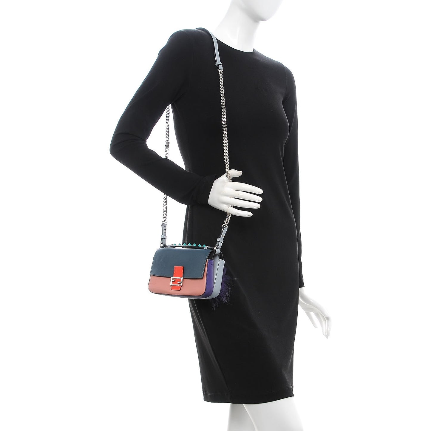 Vitello Dolce Elaphe Ayers Fox Hypnoteyes Studded Micro Double Baguette Polvere Viola Multicolor