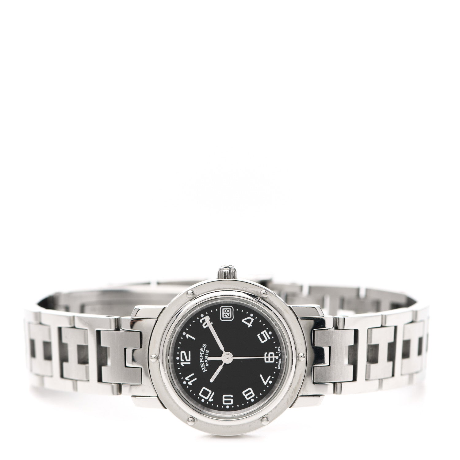 Hermes Stainless Steel 24mm Clipper Quartz Watch Black 4 of 8