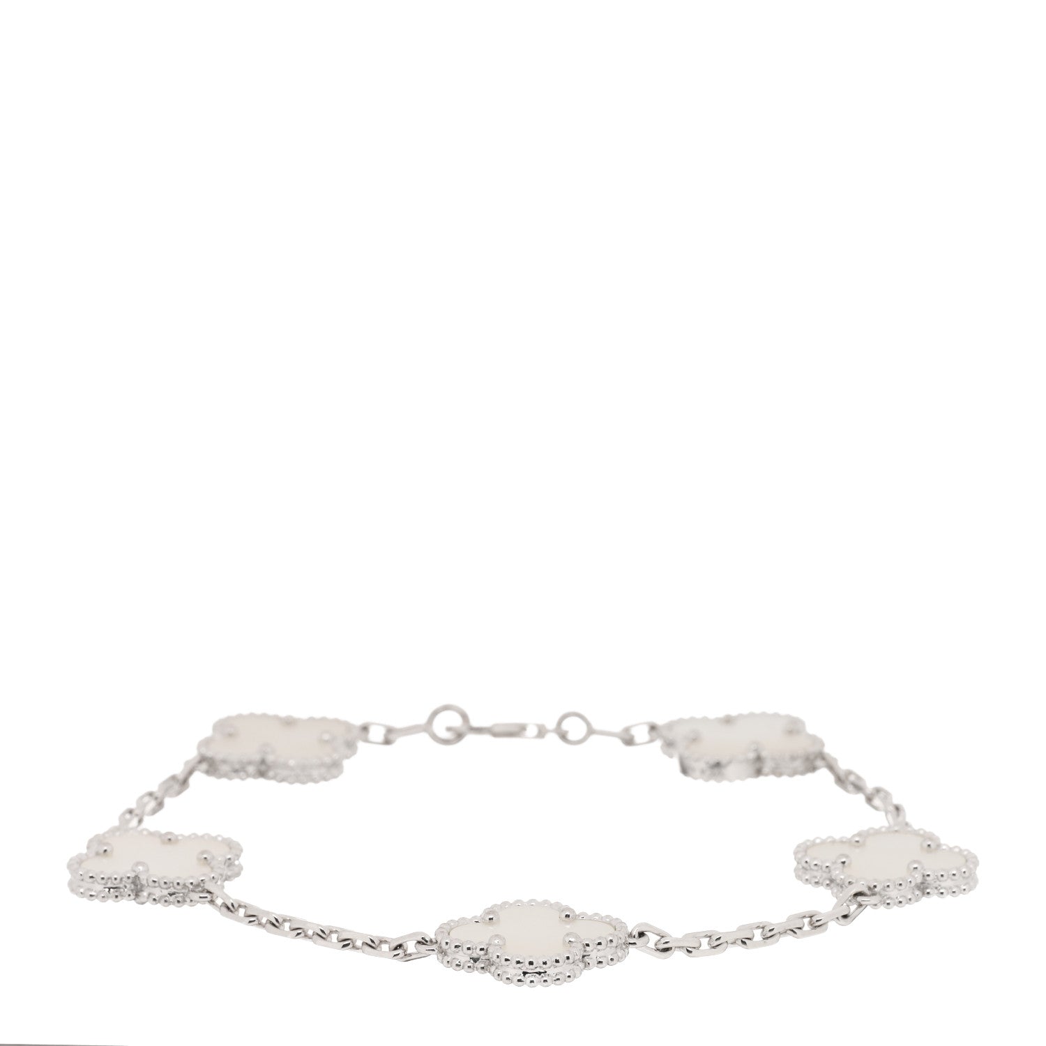 Van Cleef & Arpels 18K White Gold Mother of Pearl 5 Motifs Vintage Alhambra Bracelet 1 of 4