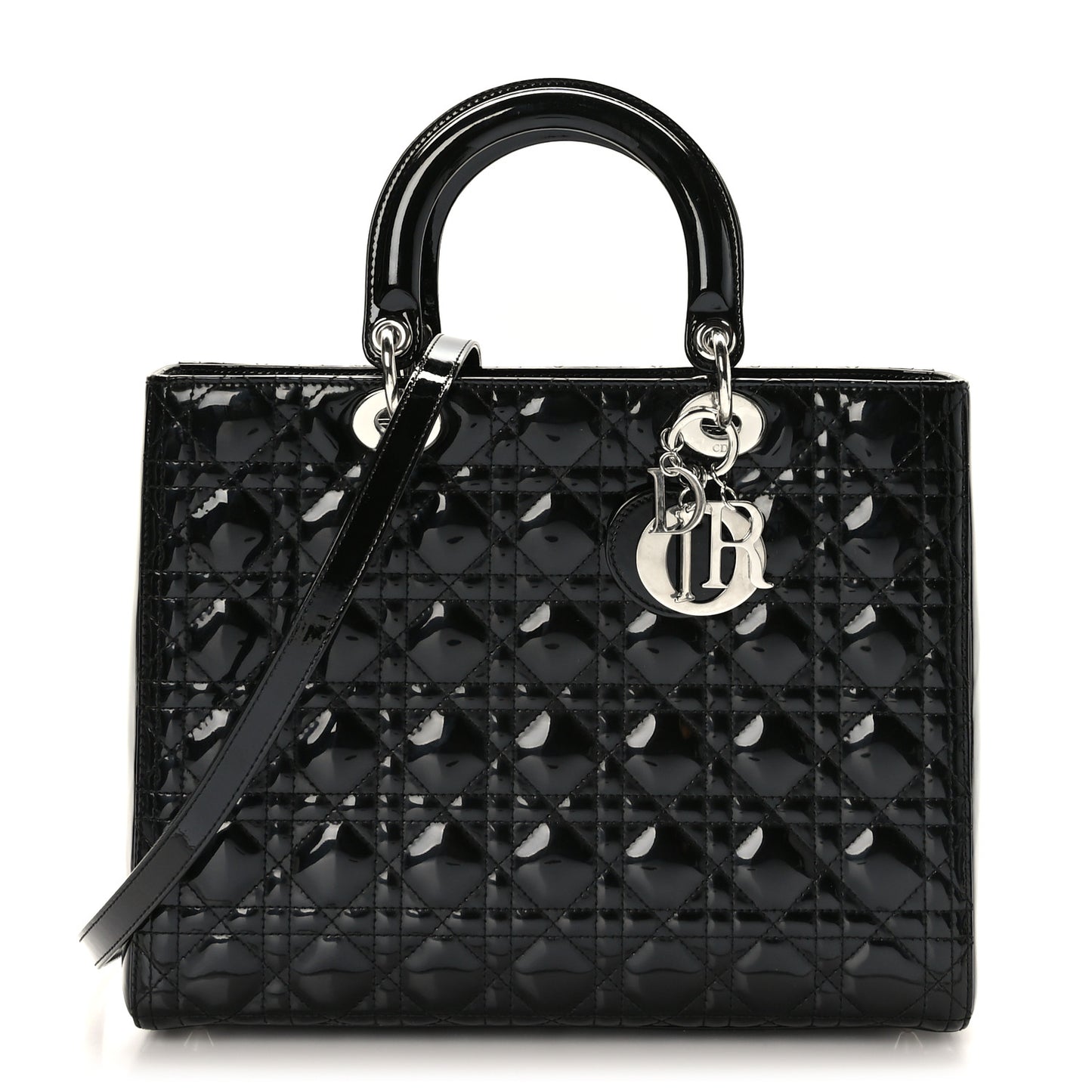 Patent Cannage Large Lady Dior Black