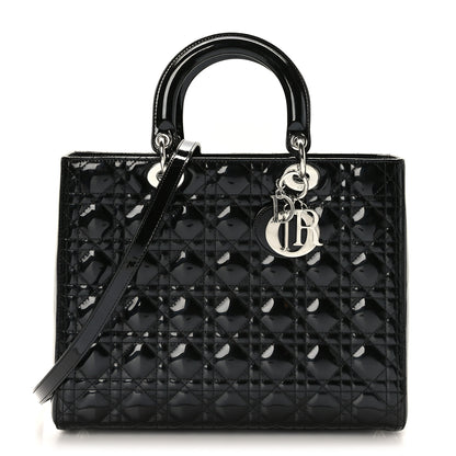Christian Dior Patent Cannage Large Lady Dior Black 1 of 9