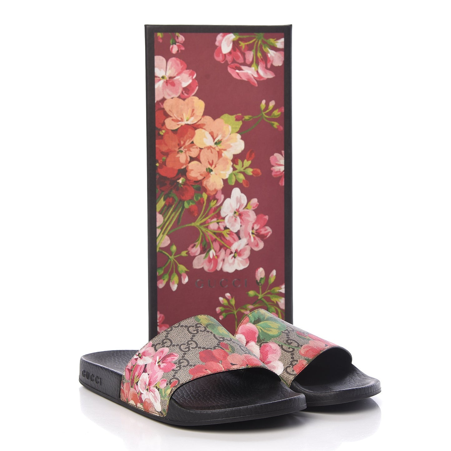 GG Supreme Monogram Blooms Slide Sandals 36 Beige Multicolor