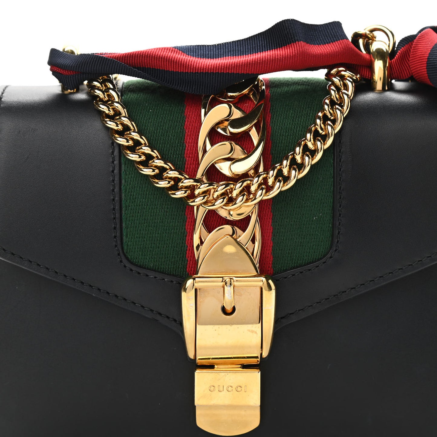 Calfskin Mini Sylvie Chain Shoulder Bag Black