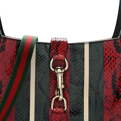 Gucci Snakeskin Web Small Jackie 1961 Hobo Green 7 of 9