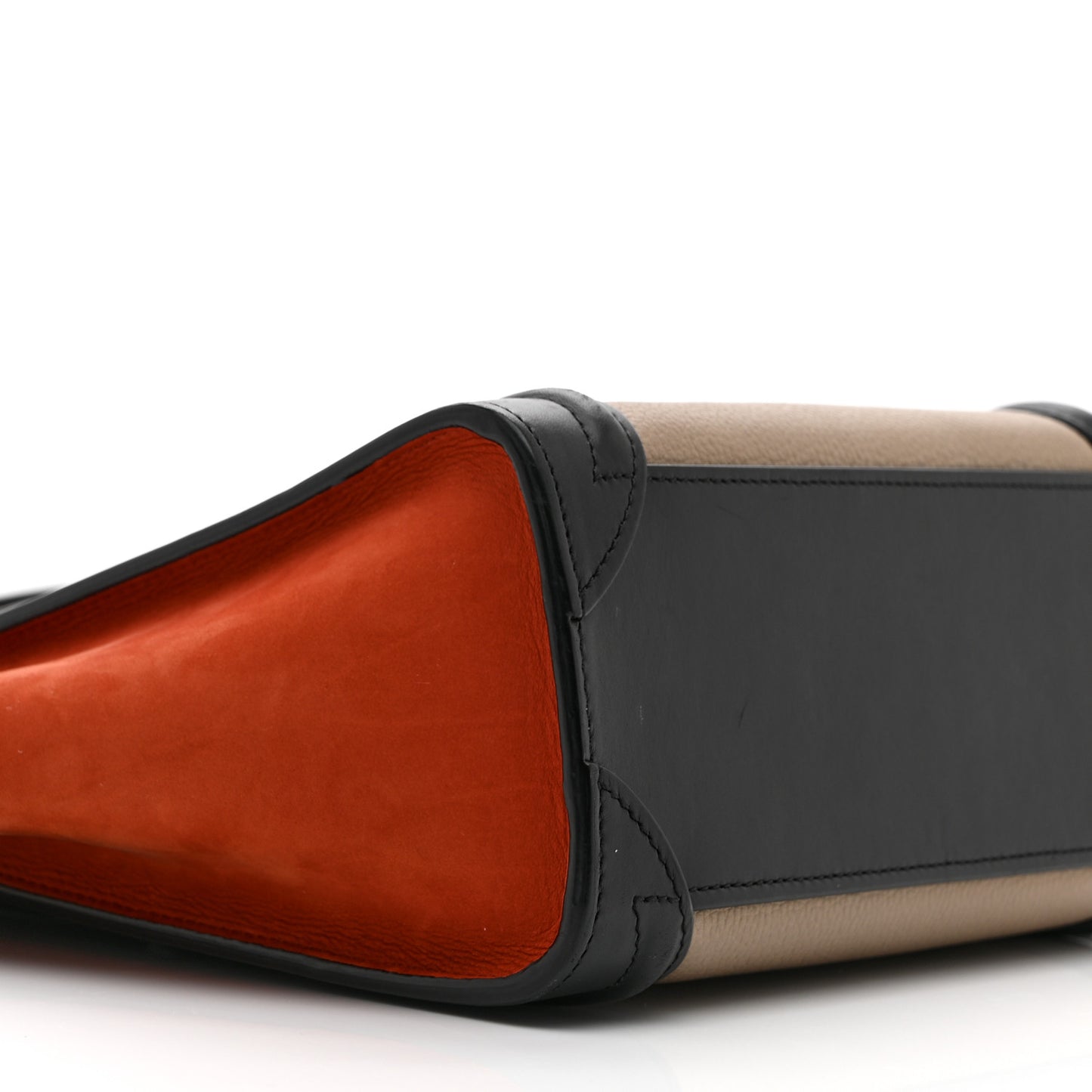 Drummed Calfskin Nubuck Nano Tri-Color Luggage Beige