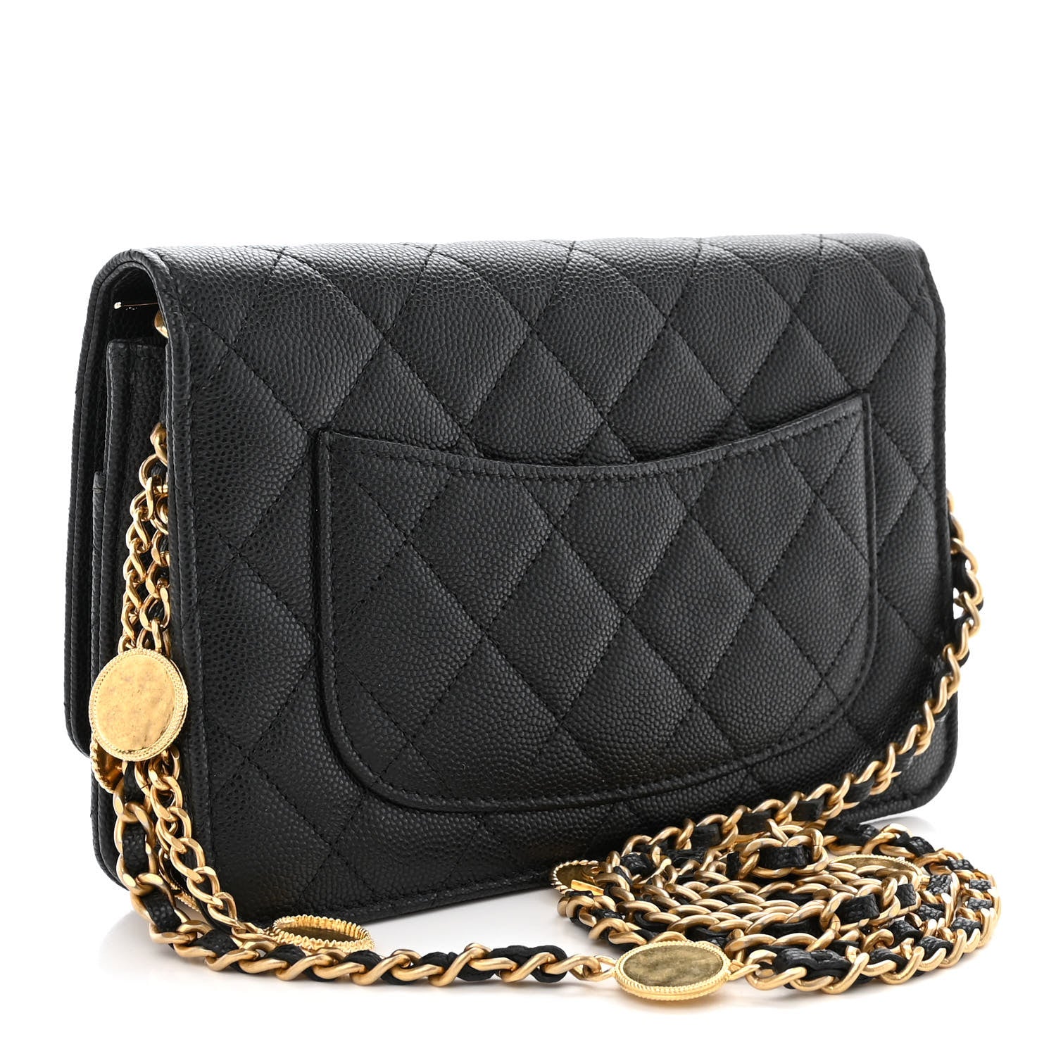 Chanel Caviar Quilted Medallion Wallet on Chain WOC Black 3 of 13