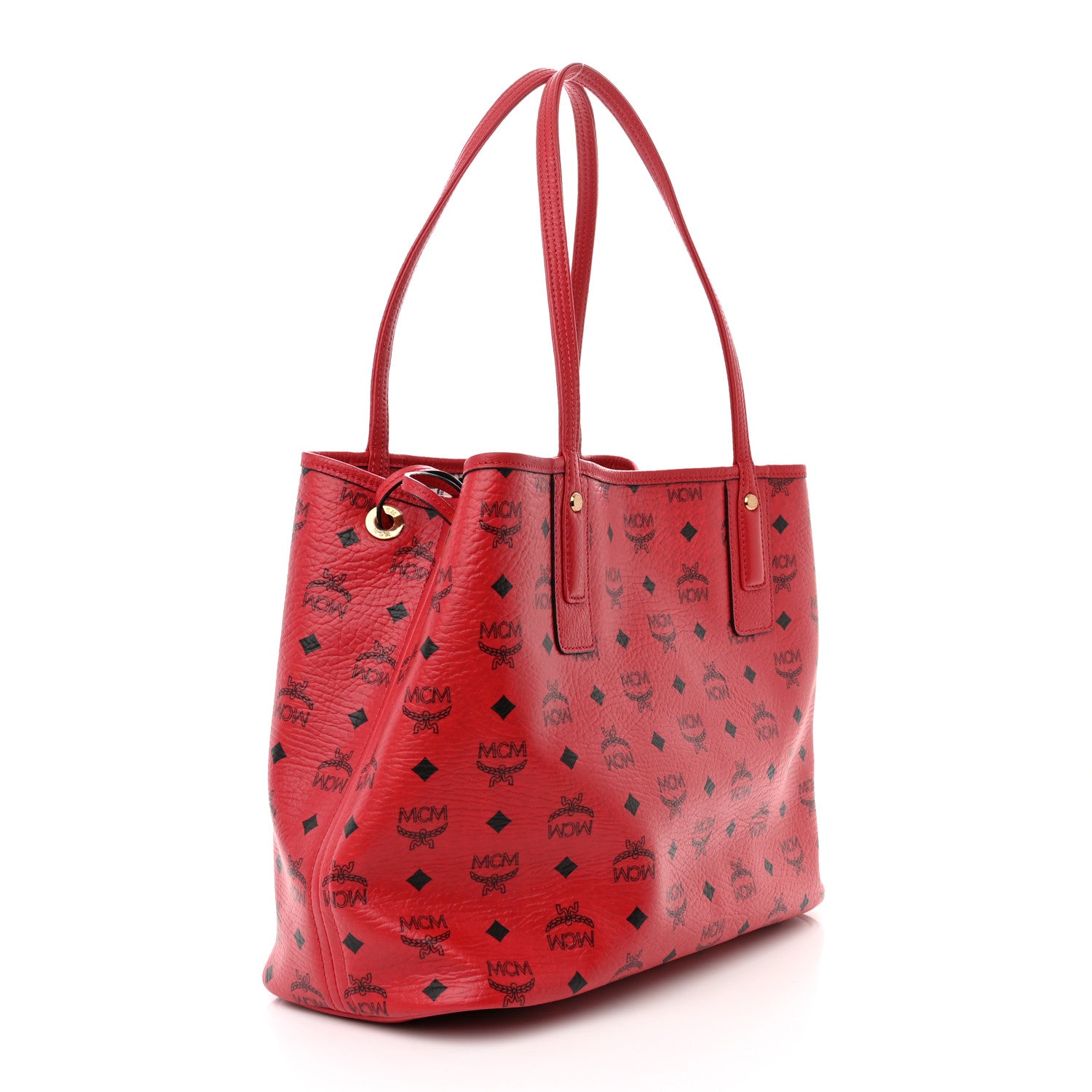 MCM Visetos Medium Liz Reversible Shopper Tote Ruby Red 5 of 15