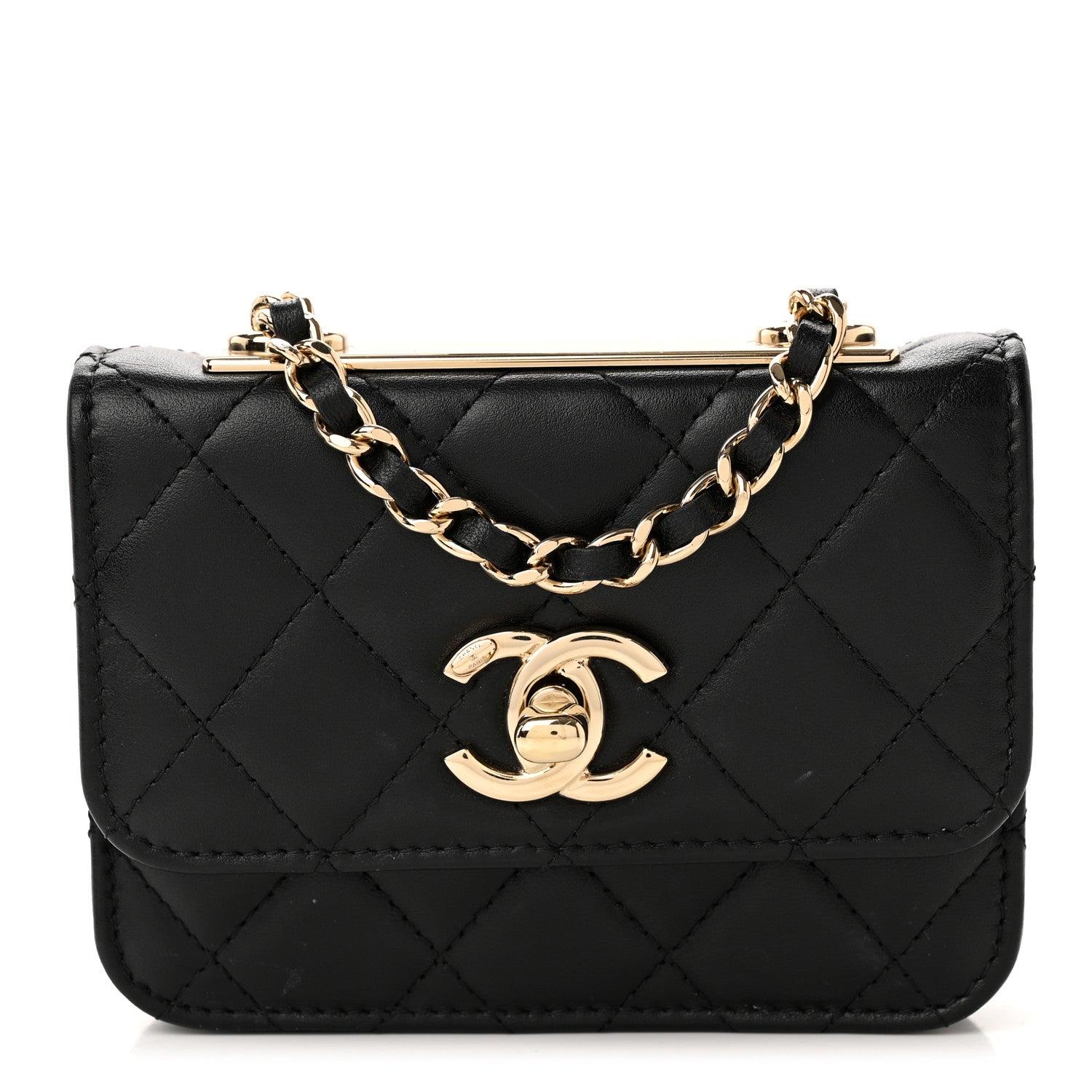 Chanel Lambskin Quilted Trendy CC Card Holder On Chain Black 1 of 11