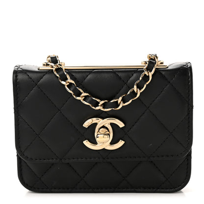Chanel Lambskin Quilted Trendy CC Card Holder On Chain Black 1 of 11