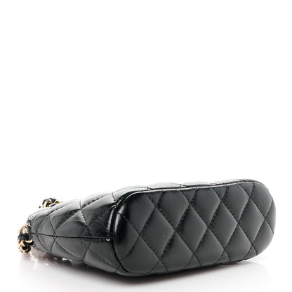 Chanel Shiny Lambskin Quilted Shiny Coco Clutch With Chain Black 4 of 11