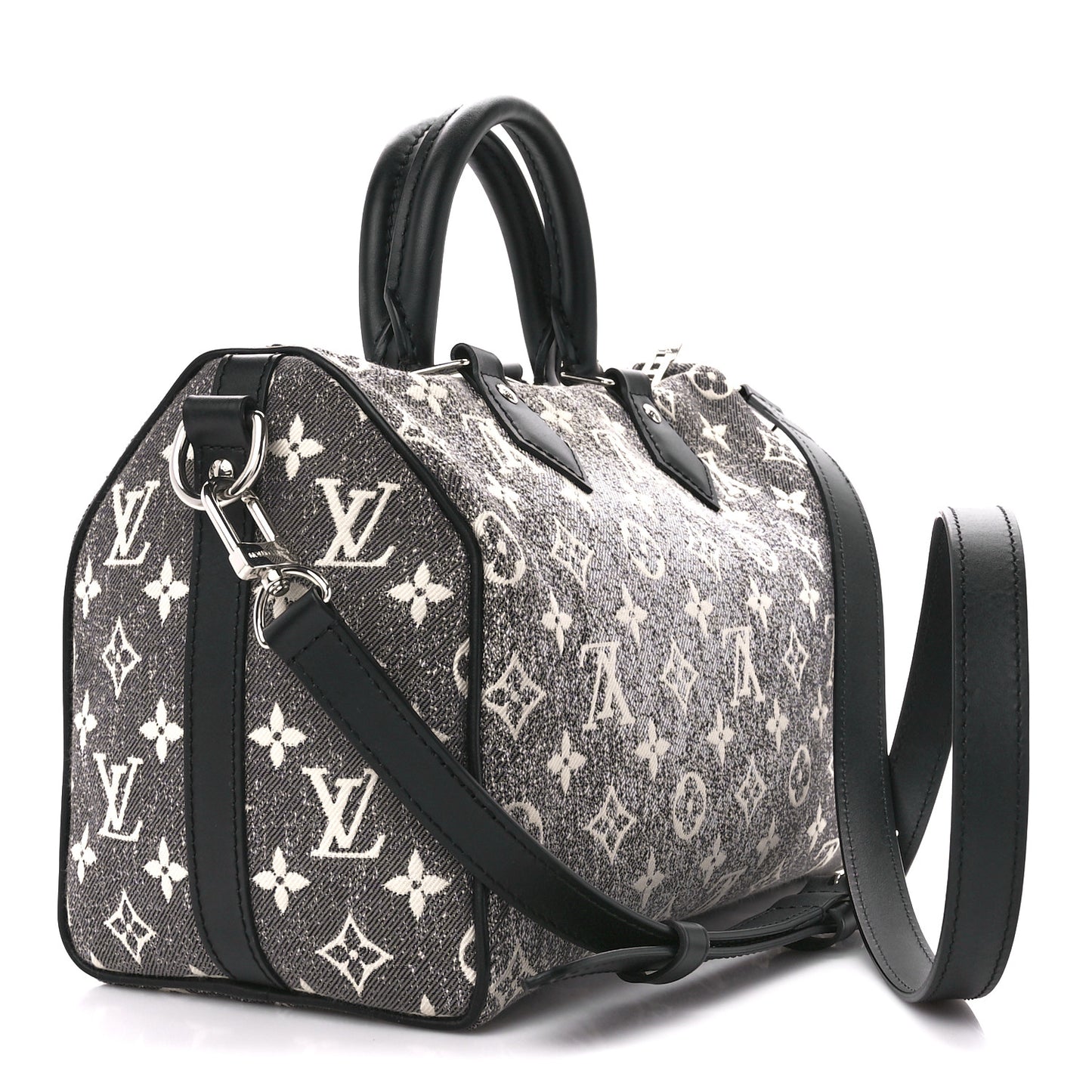 Denim Monogram Jacquard Speedy Bandouliere 25 Black