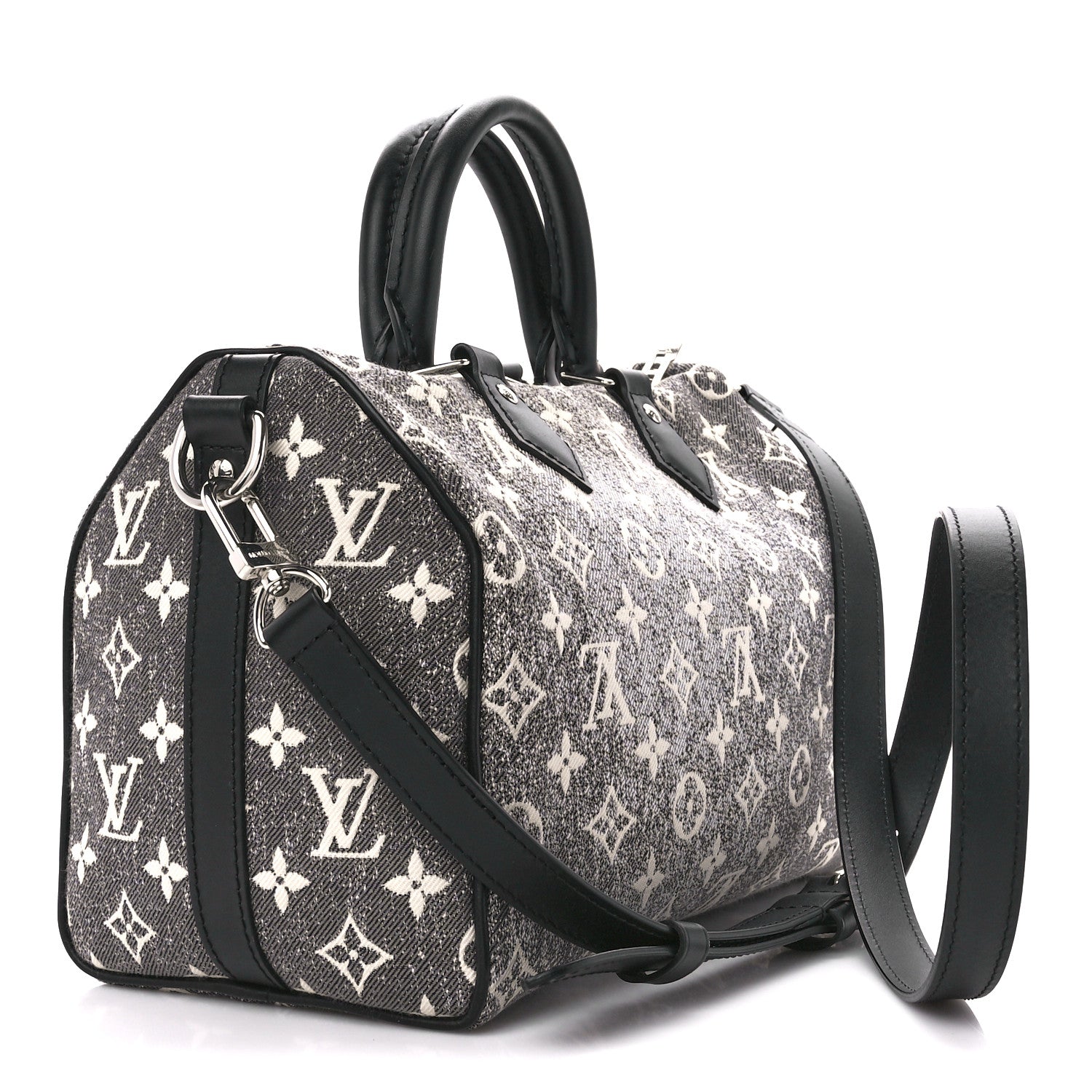 Louis Vuitton Denim Monogram Jacquard Speedy Bandouliere 25 Black 3 of 11