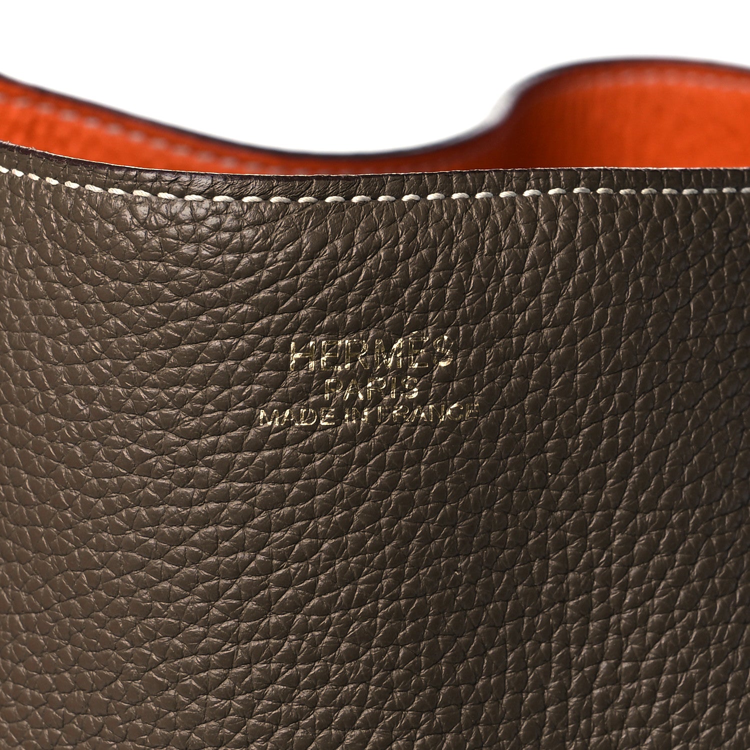 Hermes Taurillon Clemence Double Sens 36 Reversible Tote Etoupe Orange 9 of 21