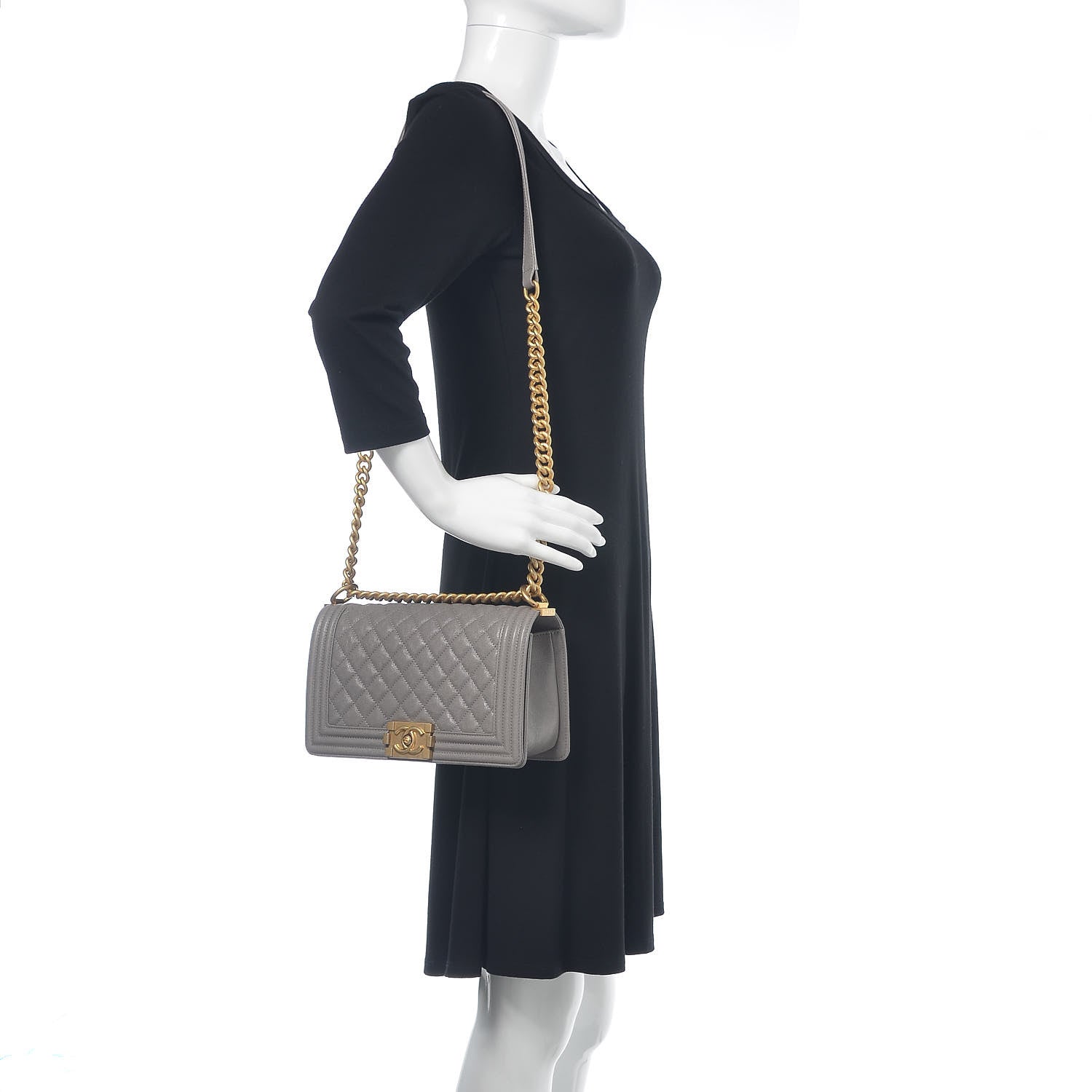 Chanel Caviar Quilted Medium Boy Flap Grey 2 of 10