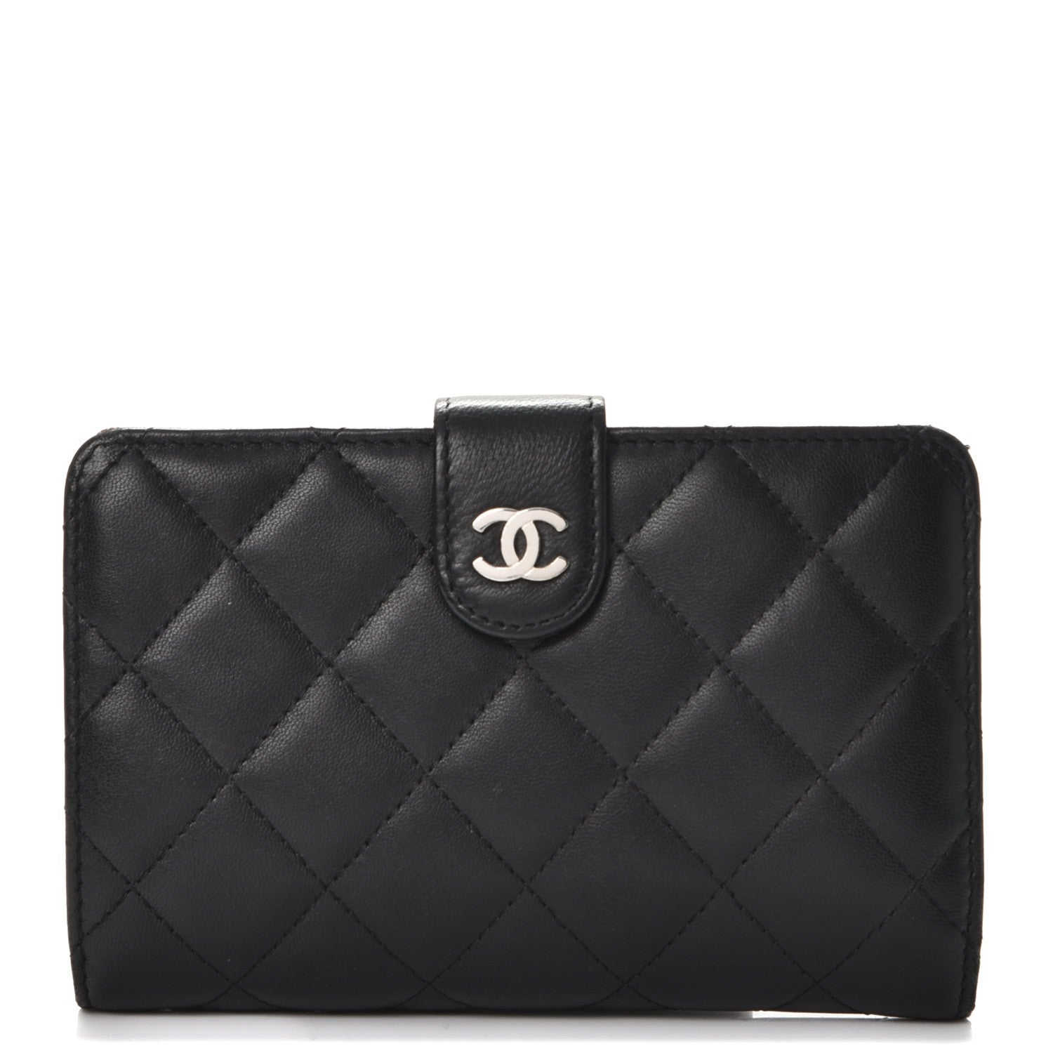 Chanel Lambskin Quilted Zipped Pocket Wallet Black 1 of 9