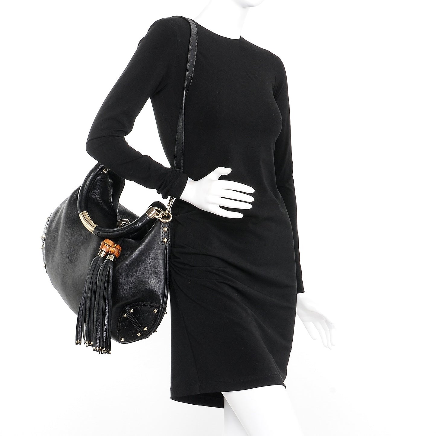 Calfskin Large Indy Top Handle Hobo Black