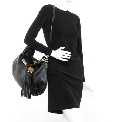 Gucci Calfskin Large Indy Top Handle Hobo Black 2 of 7