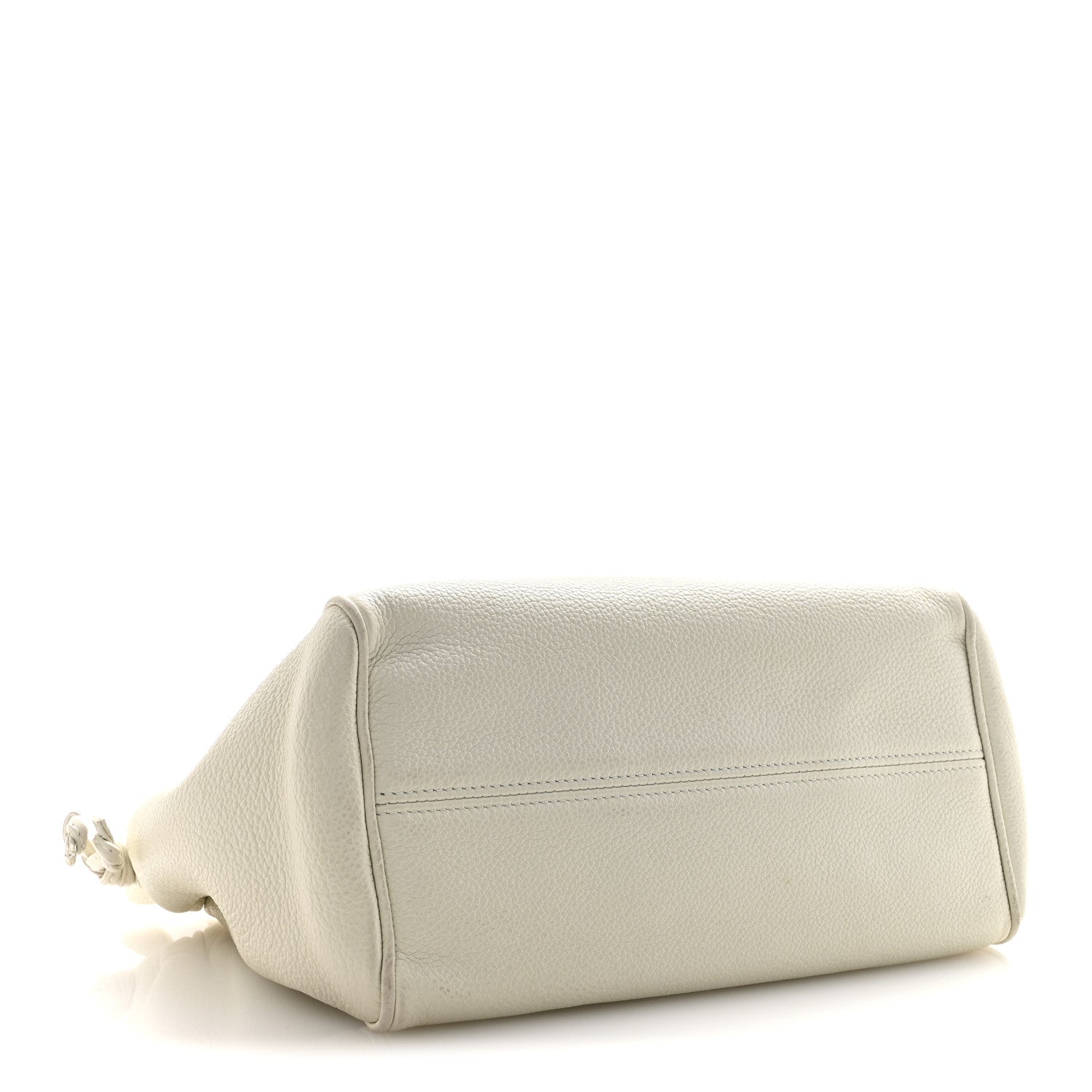 Celine Calfskin Cuir Small Triomphe Cabas Drawstring White 4 of 14