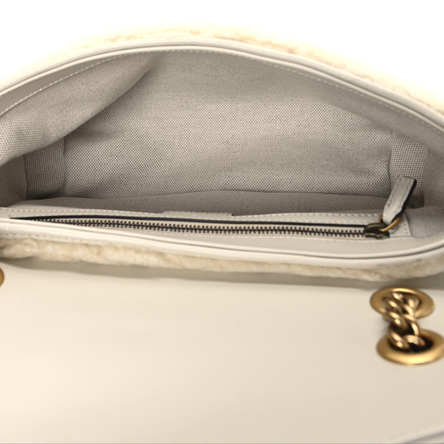 Merinos Wool Small GG Marmont Shoulder Bag Old White