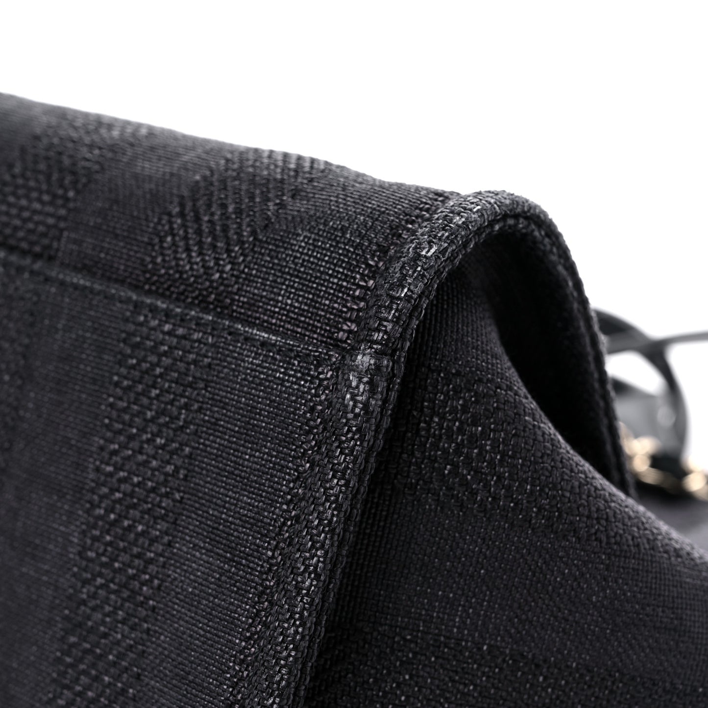 Mixed Fibers Calfskin Striped Medium Deauville Tote Black