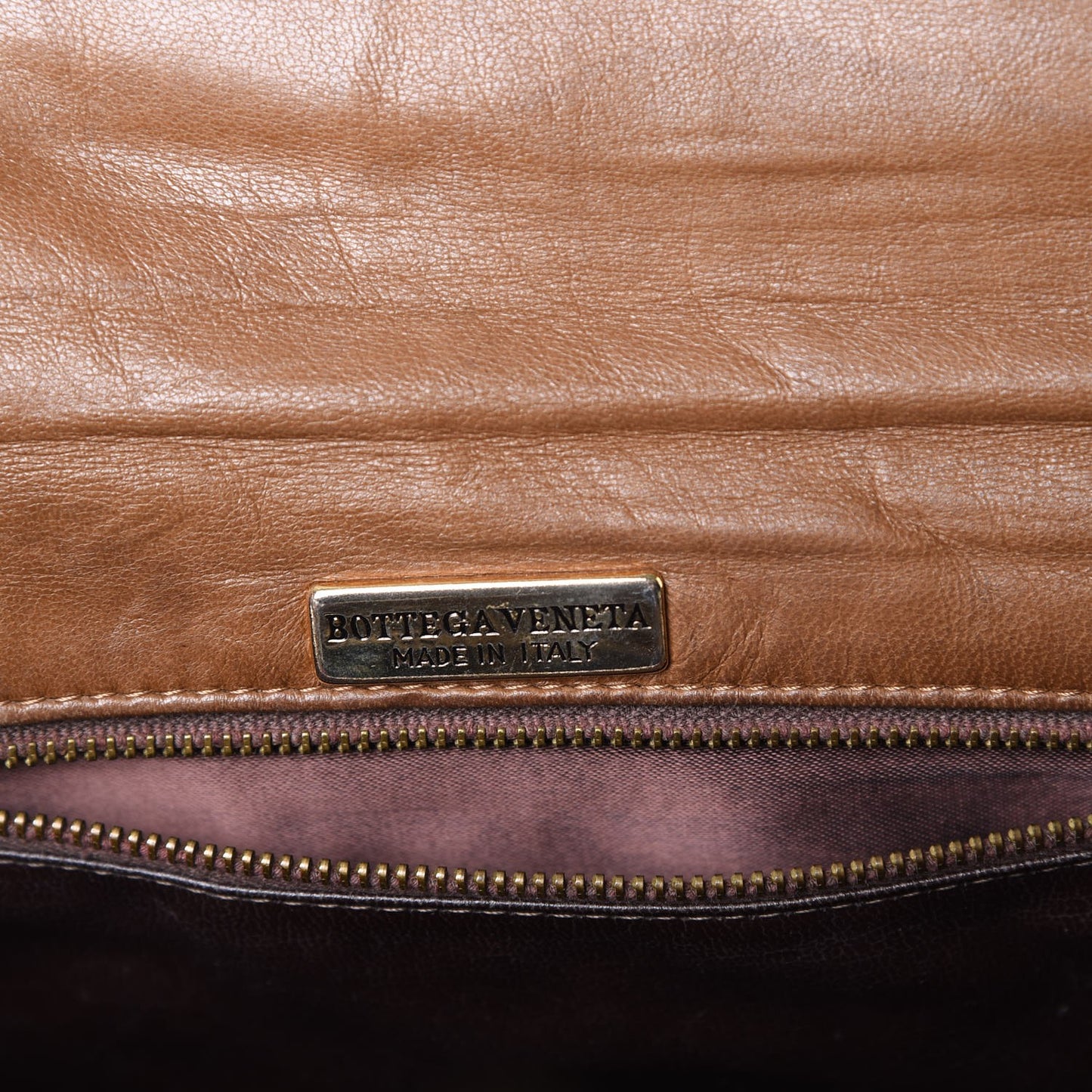 Nappa Intrecciato Flap Bag Noce