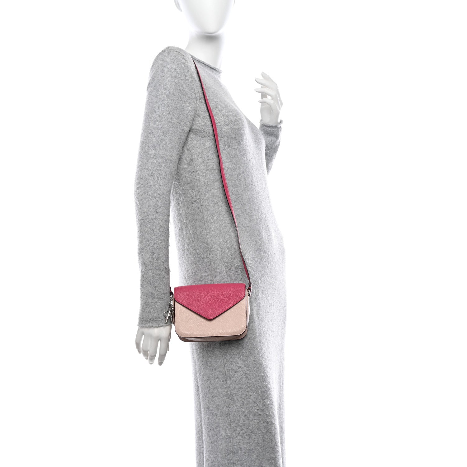 Christian Dior CHRISTIAN DIOR Bullcalf Diorissimo Promenade Envelope Pouch Fuchsia Rose Poudre 2 of 15