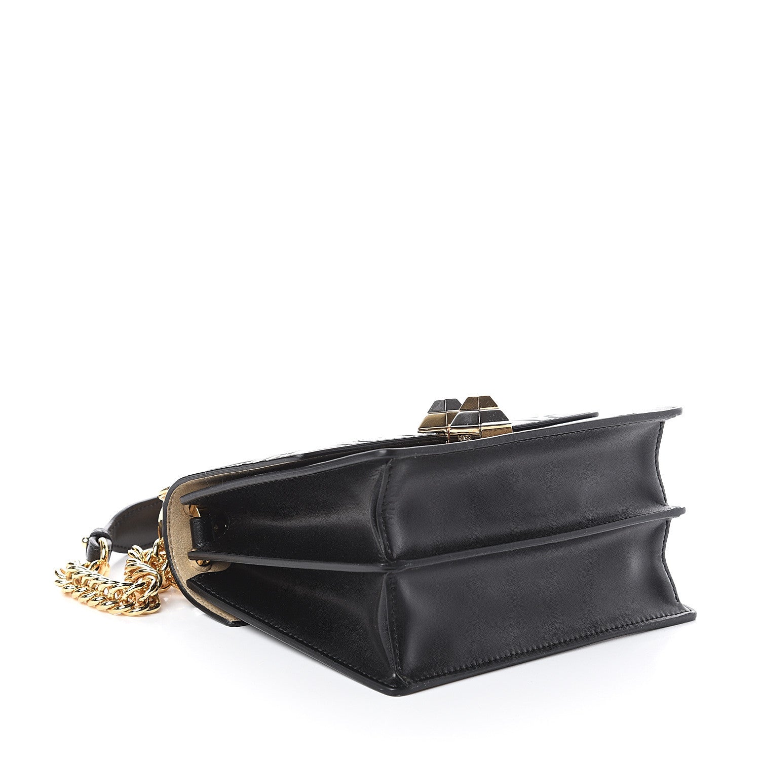 Fendi Vitello Liberty FF 1974 Embossed Small Kan I Shoulder Bag Black 3 of 8