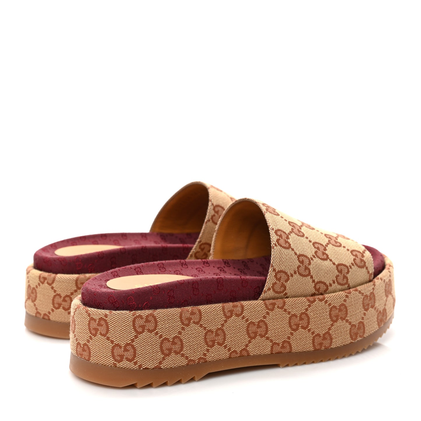 Canvas GG Monogram Angelina Platform Slide Sandals 36.5 Beige Ruggine