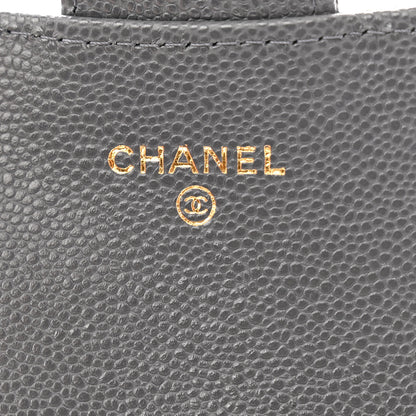 Chanel Caviar Quilted Flap Card Holder Wallet Dark Grey 6 of 9