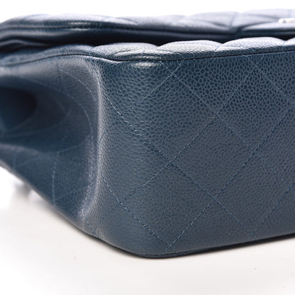 Chanel Pearly Caviar Jumbo Double Flap Blue 8 of 11