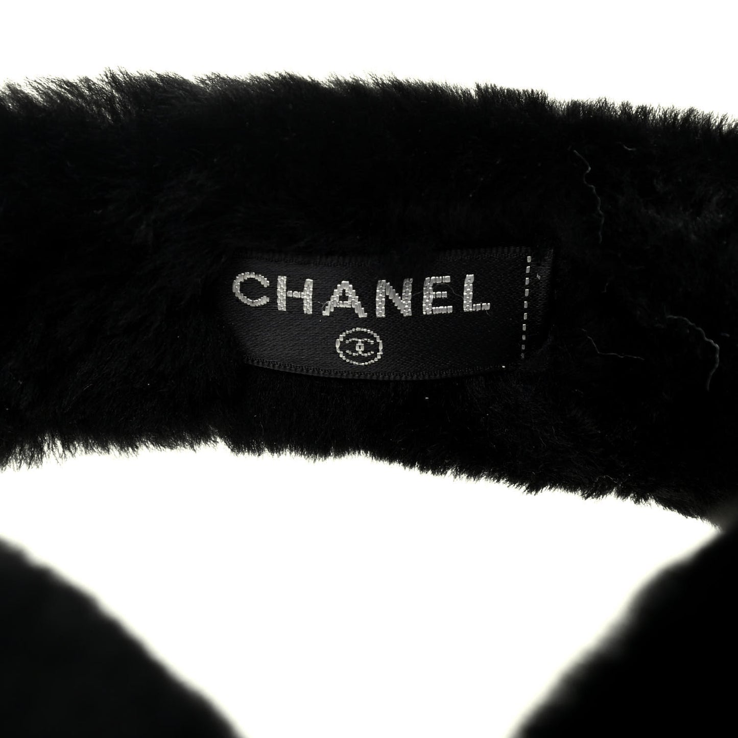 Shearling CC Ear Muffs Black White