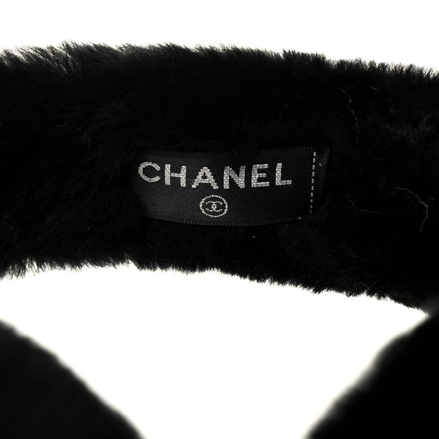 Chanel Shearling CC Ear Muffs Black White 3 of 4