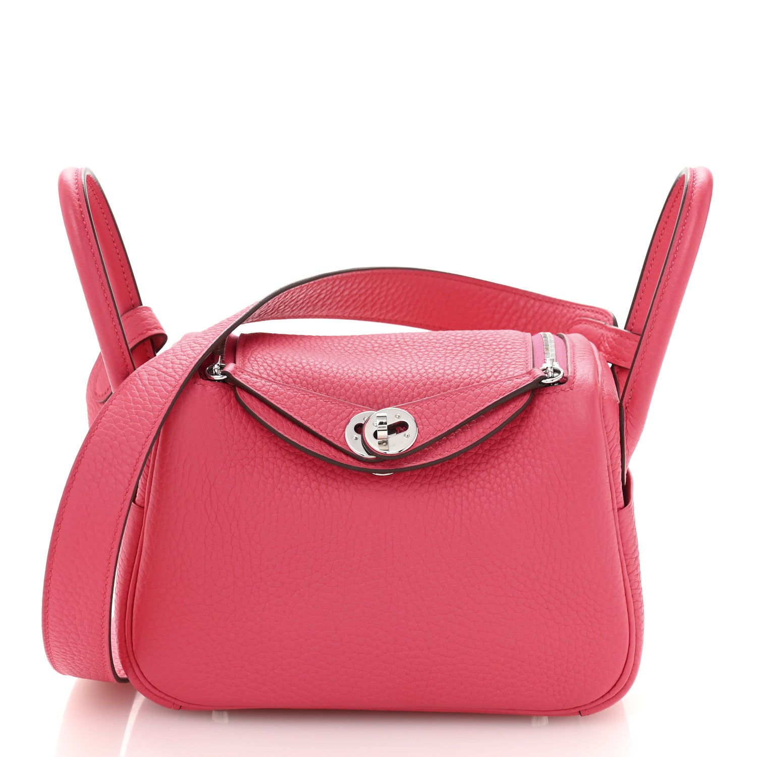 Hermes Taurillon Clemence Mini Lindy 20 Rose Extreme 1 of 12