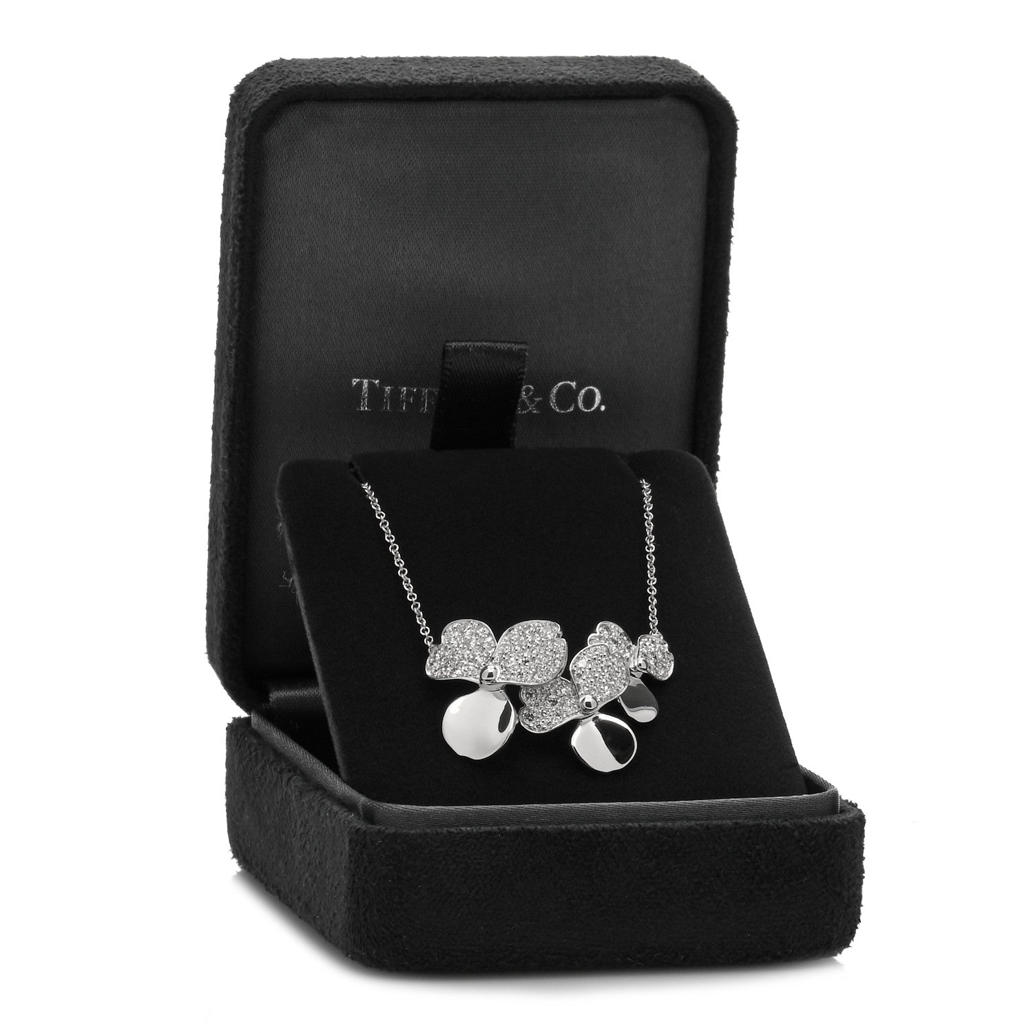 Tiffany Platinum Diamond Mini Paper Flowers Cluster Pendant Necklace 5 of 5